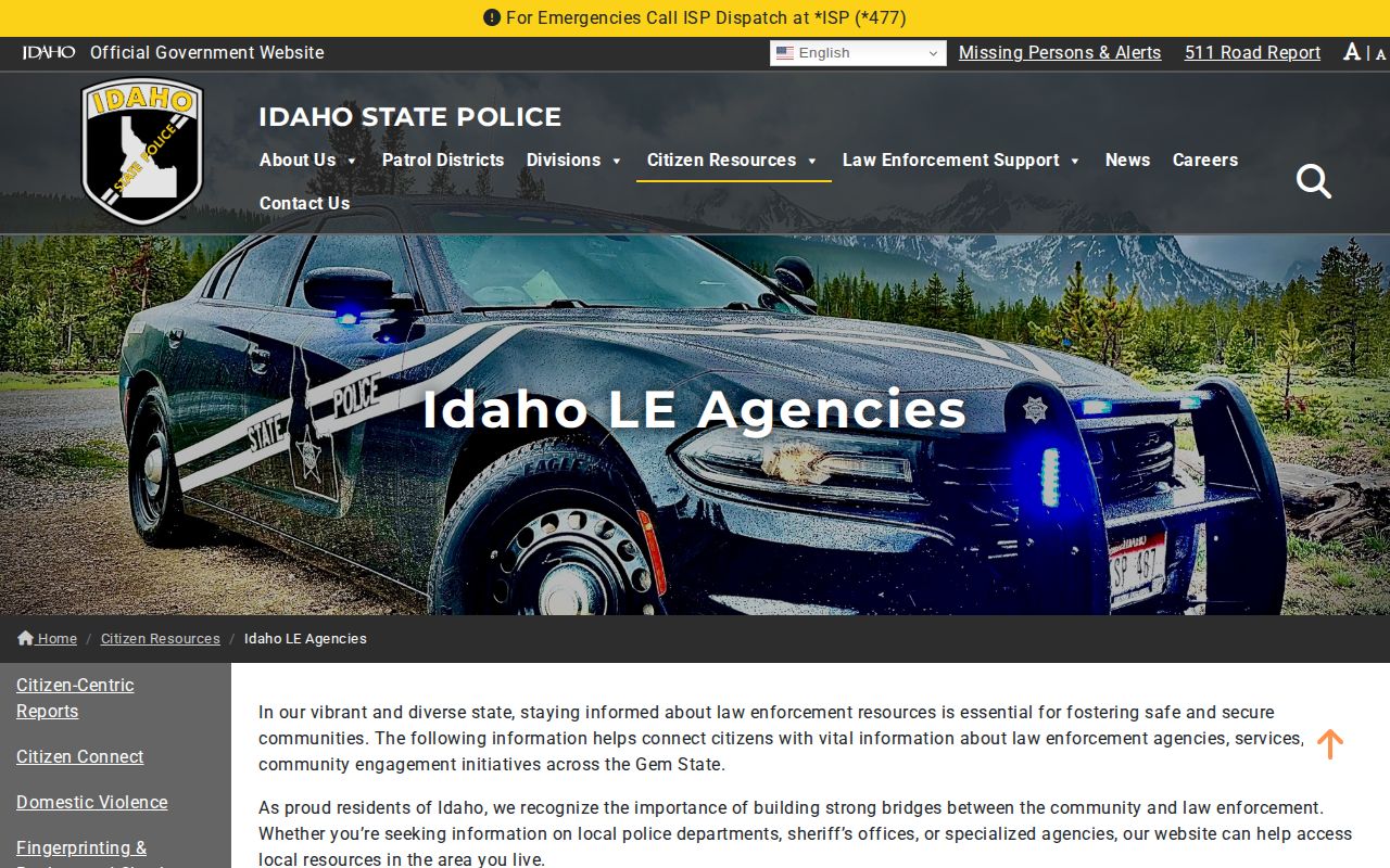 Idaho police directory used to identify Fremont County arrest agencies for Teton city