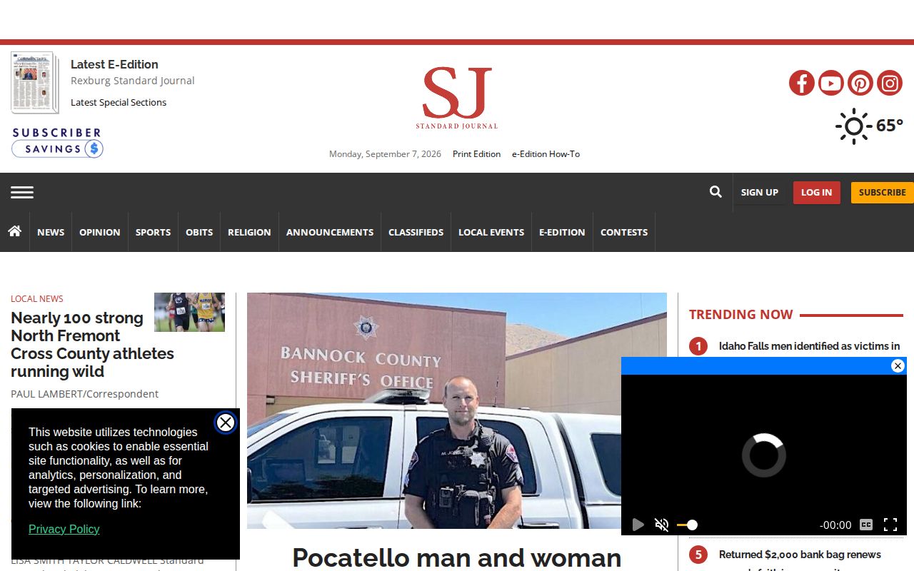 Regional newspaper source for Teton and Fremont County arrest reporting